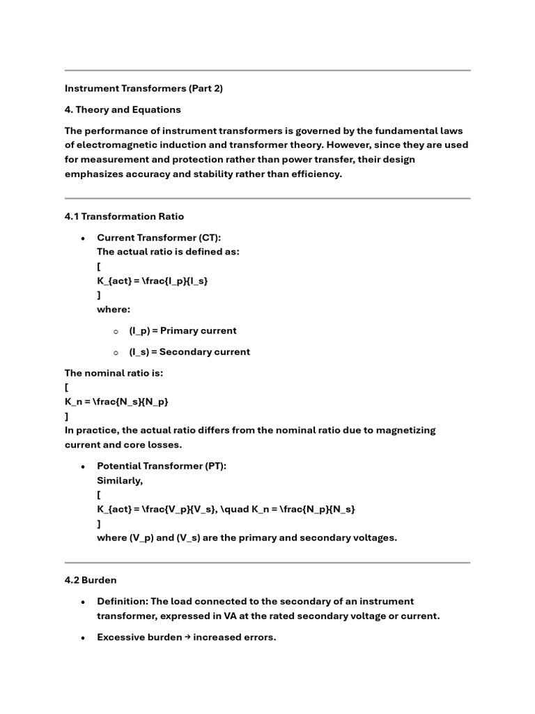 Instrument Transformers: Theory & Errors | PDF | Transformer ...
