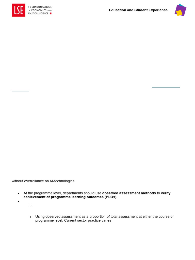 LSE Generative AI Assessment Guidelines 2025/26 | PDF | Artificial ...