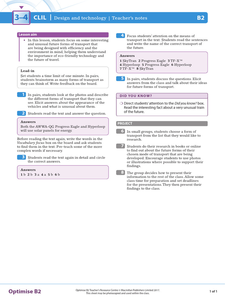 OPT B2 CLIL Units3-4 TN | PDF | Human Communication
