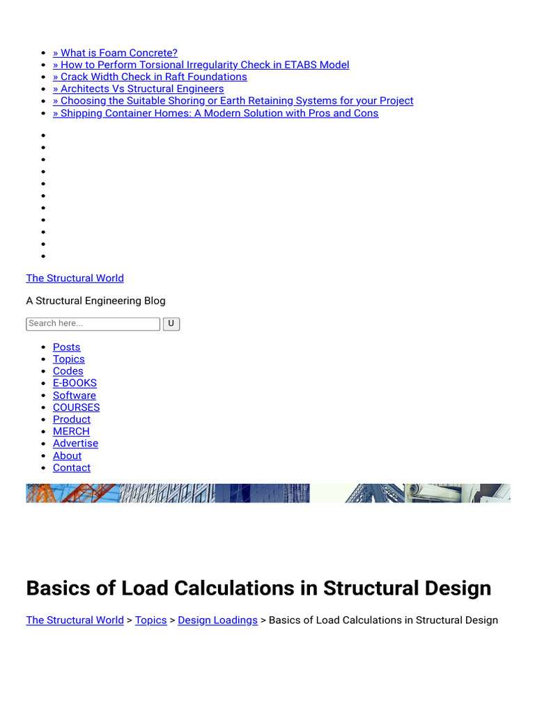 Basics of Load Calculations in Design | PDF | Structural Load | Area