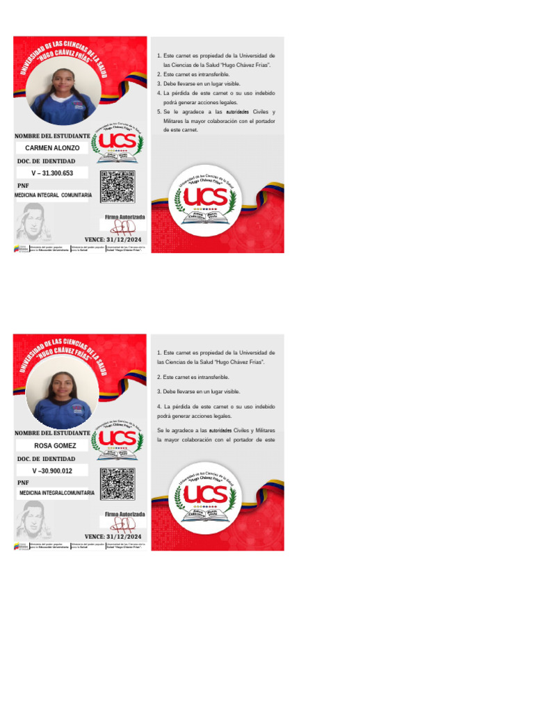Carnet Universitario Medicina Integral | PDF
