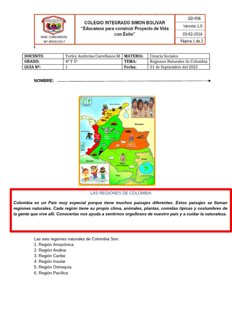 Regiones Naturales de Colombia | PDF | Colombia | Agricultura