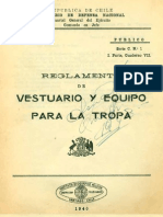 Ejército de Chile. Reglamento de vestuario y equipo para la tropa. (1940)