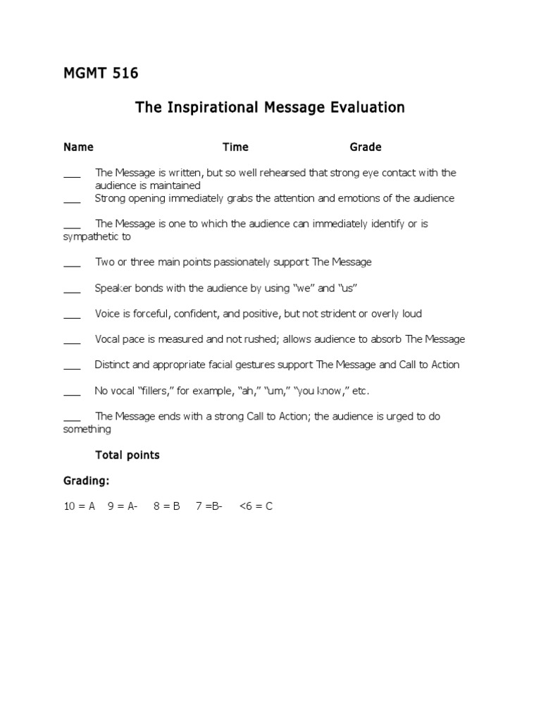 Inspirational Message Evaluation | PDF | Career & Growth | Self-Improvement