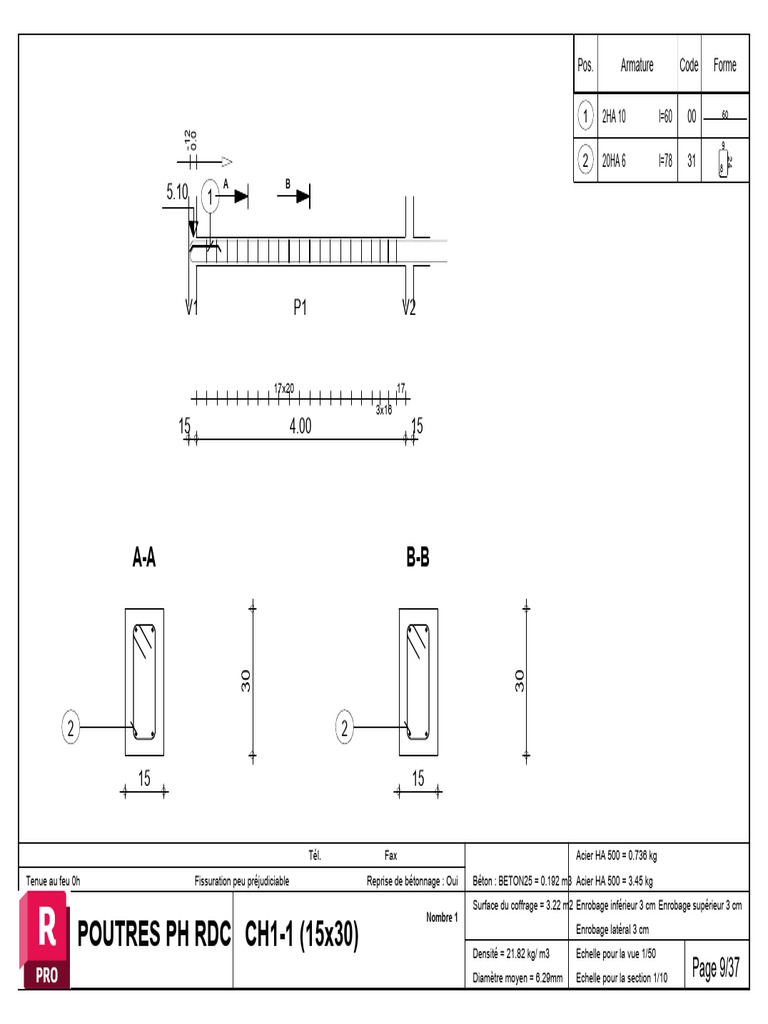 Poutres PH RDC : Détails Techniques | PDF | Béton | Maçonnerie