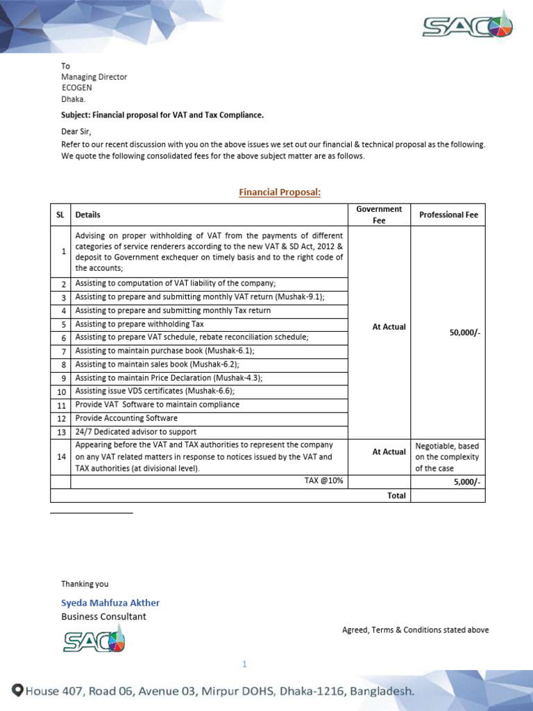 VAT and Tax Compliance Proposal | PDF | Value Added Tax | Taxes