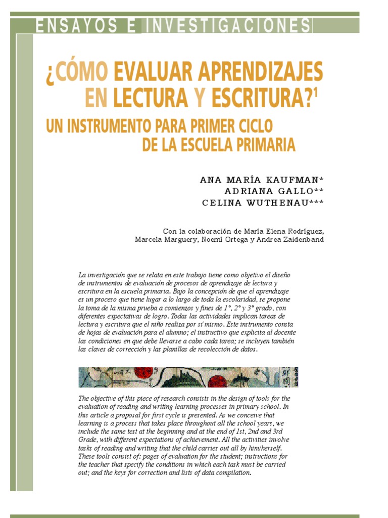 Evaluación de Lectura y Escritura en Primaria | PDF | Lectura (proceso ...