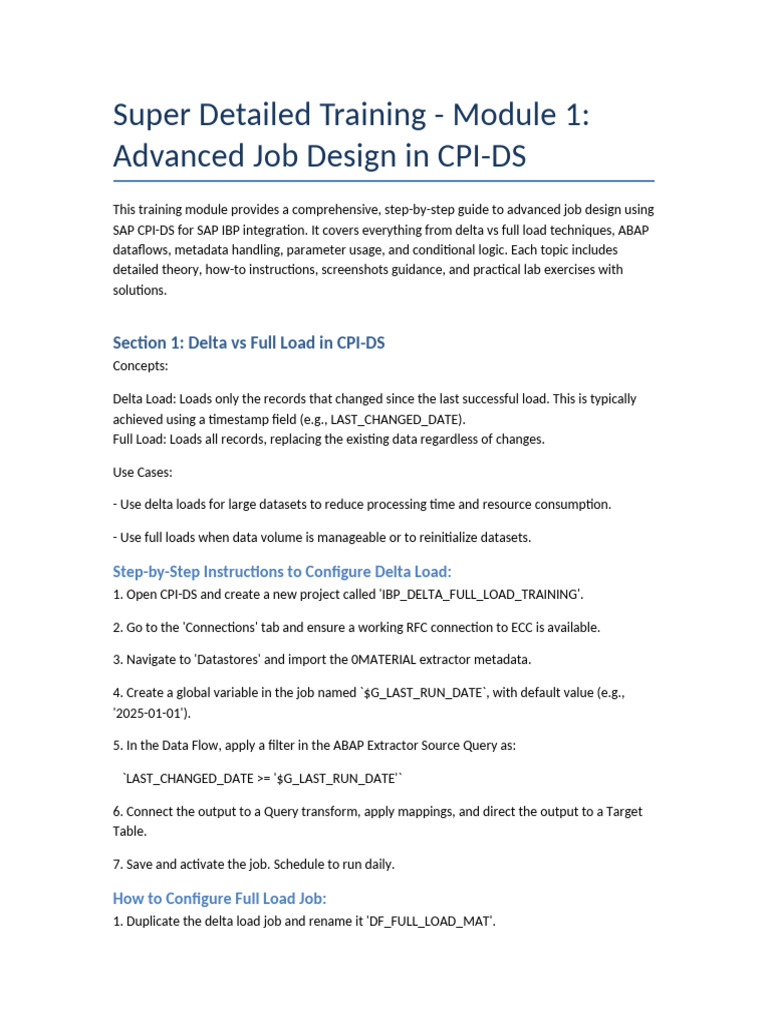 Advanced CPI-DS Job Design Training | PDF | Metadata | Computer Engineering