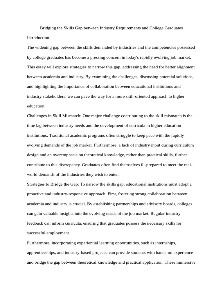 Bridging Skills Gap in Higher Education | PDF | Curriculum | Learning