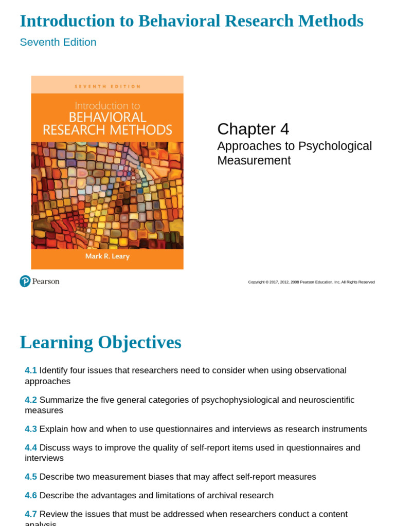 Psychological Measurement Methods | PDF | Self Report Study | Questionnaire