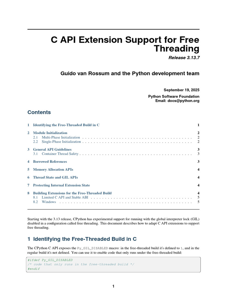 Howto Free Threading Extensions | PDF | Python (Programming Language ...