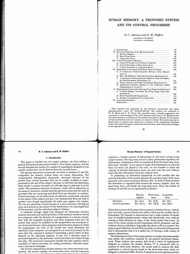 Atkinson & Shiffrin's Memory System Model | PDF | Memory | Long Term Memory