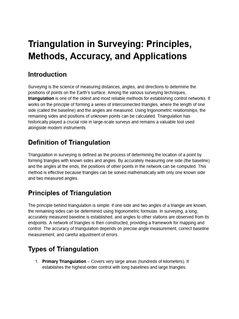 Principles of Triangulation in Surveying | PDF | Surveying ...