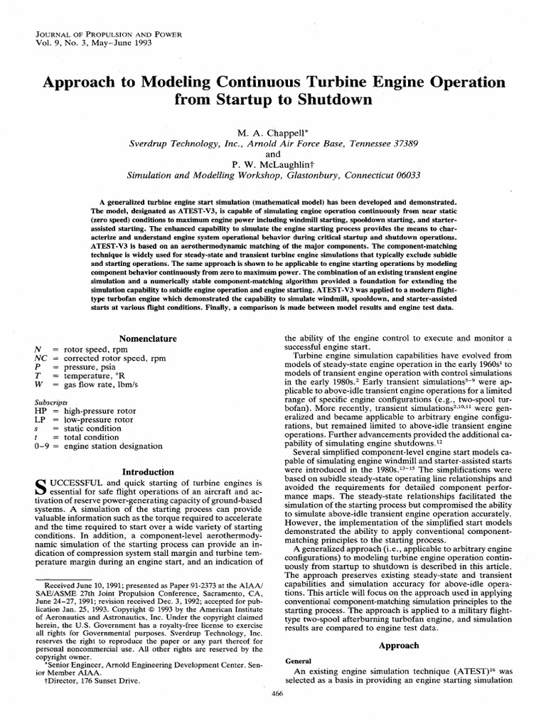 Approach To Modeling Continuous Turbine Engine Operation From Startup ...
