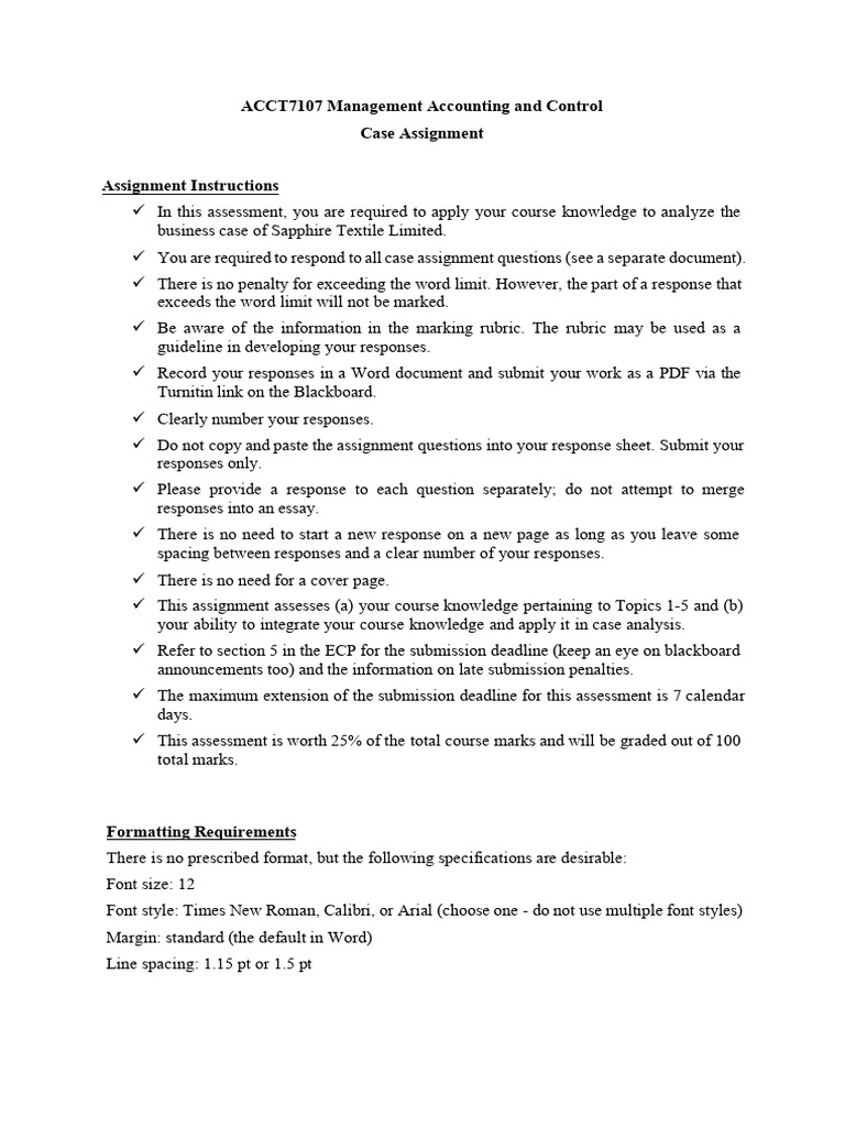 ACCT7107 Case Assignment Instructions | PDF