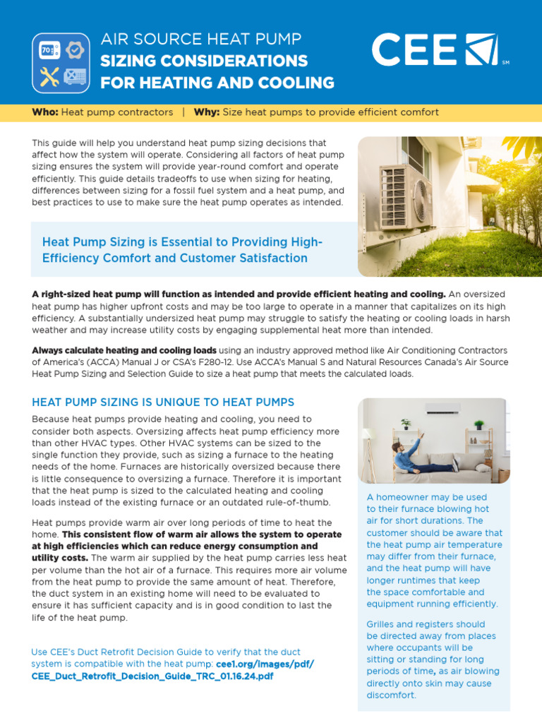 Heat Pump Sizing Guide for Efficiency | PDF | Heat Pump | Air Conditioning