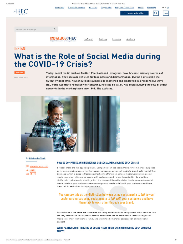 What Is The Role of Social Media During The COVID-19 Crisis - HEC Paris ...