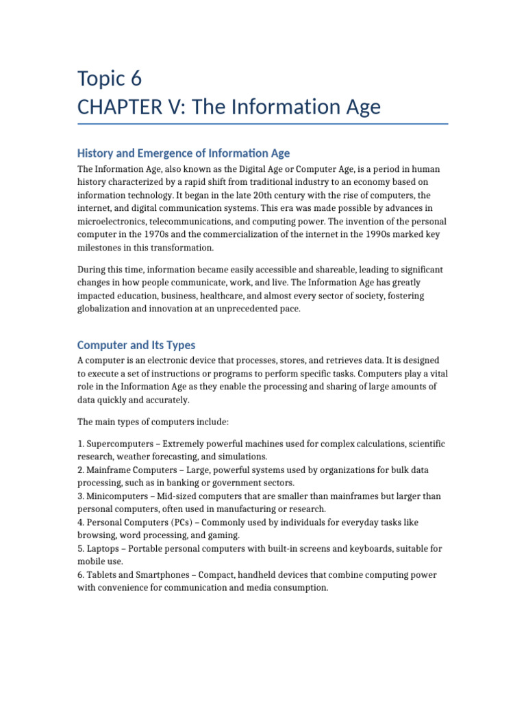 Understanding the Information Age | PDF | World Wide Web | Internet & Web