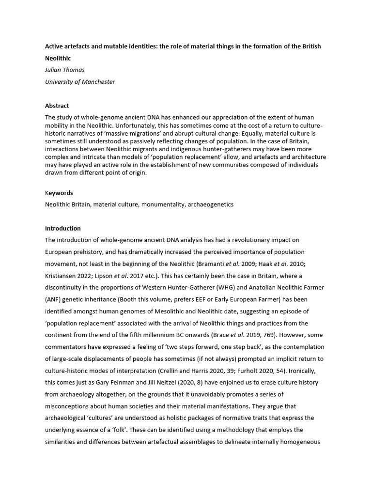 Active Artefacts and Mutable Identities | PDF | Neolithic
