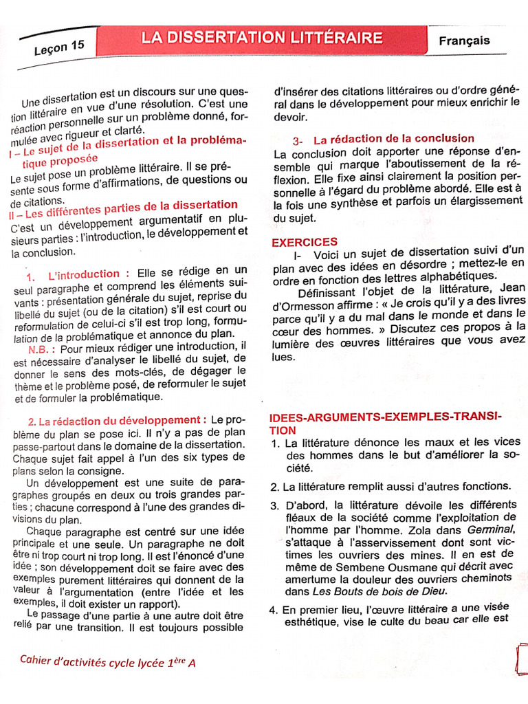 Méthodologie Dissertation Français | PDF