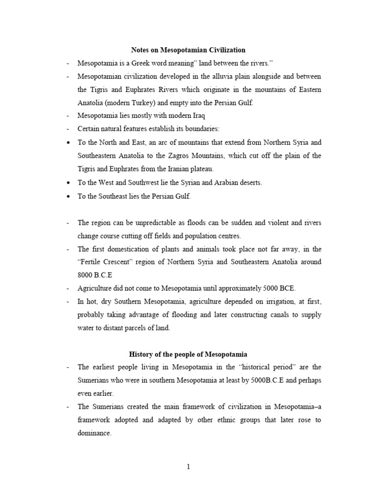Overview of Mesopotamian Civilization | PDF | Mesopotamia | Euphrates