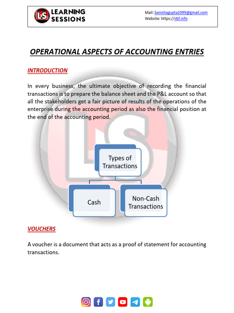 Operational Aspects of Accounting Entries | PDF | Debits And Credits ...