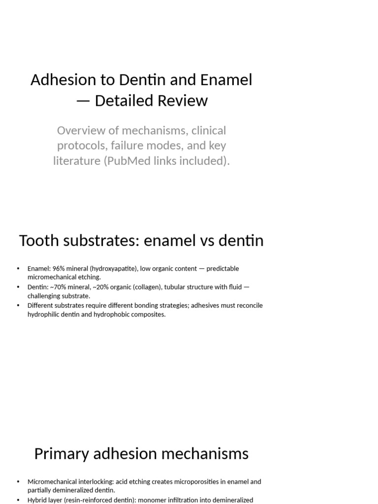 Dentin and Enamel Adhesion Review | PDF | Dentin | Tooth Enamel
