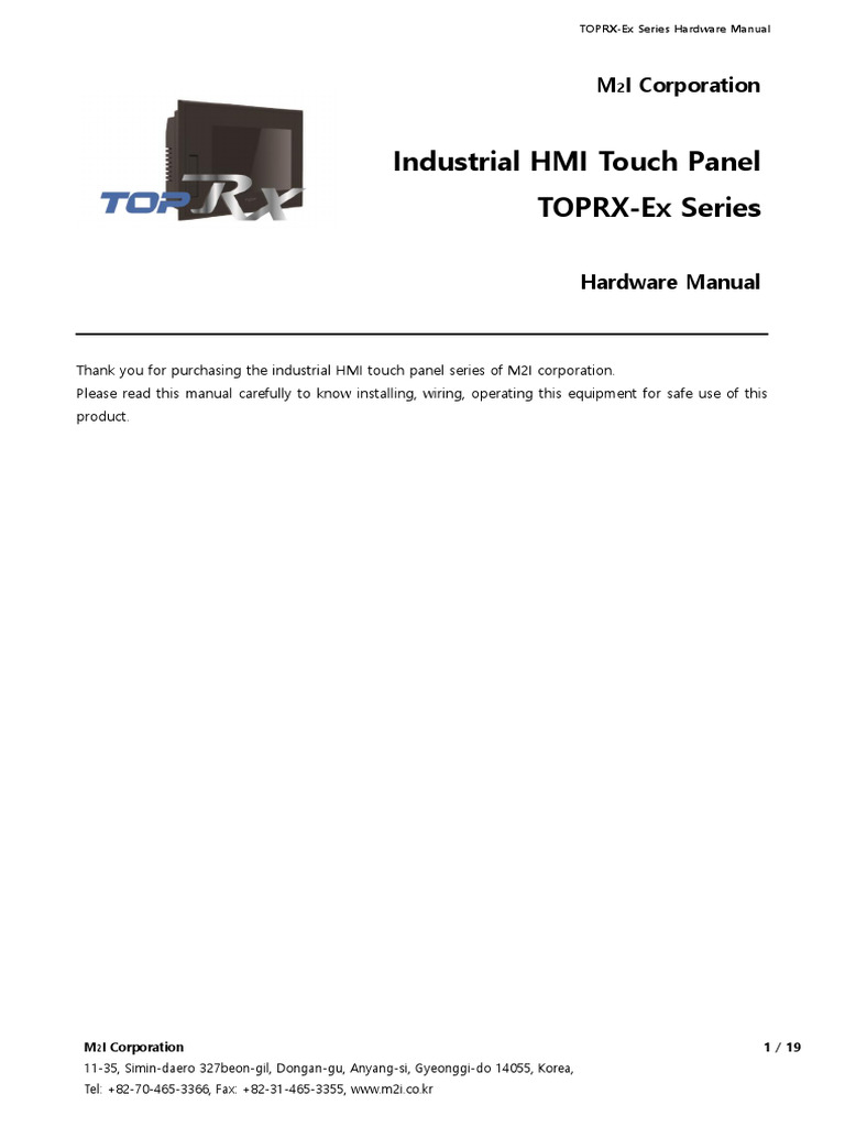 TOPRX-Ex Series HMI Manual | PDF | Usb | Electrical Wiring