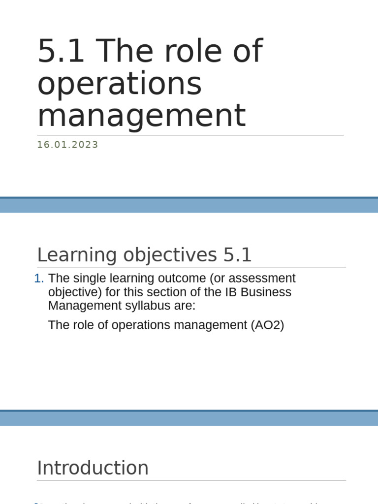 Understanding Operations Management Roles | PDF | Factors Of Production ...