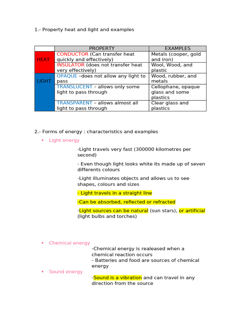 Properties of Heat, Light, and Energy | PDF | Energy Development | Light