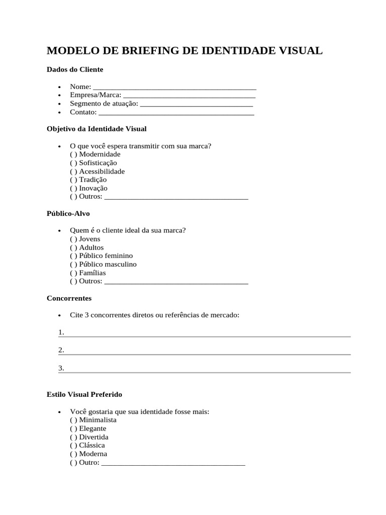 Modelo de Briefing Visual | PDF
