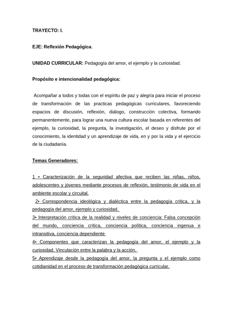 Pedagogía Del Amor, El Ejemplo y La Curiosidad. | PDF