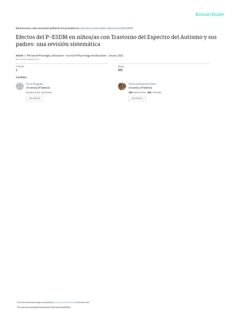 Efectos del P-ESDM en Autismo Infantil | PDF | Autismo | Ensayo clínico