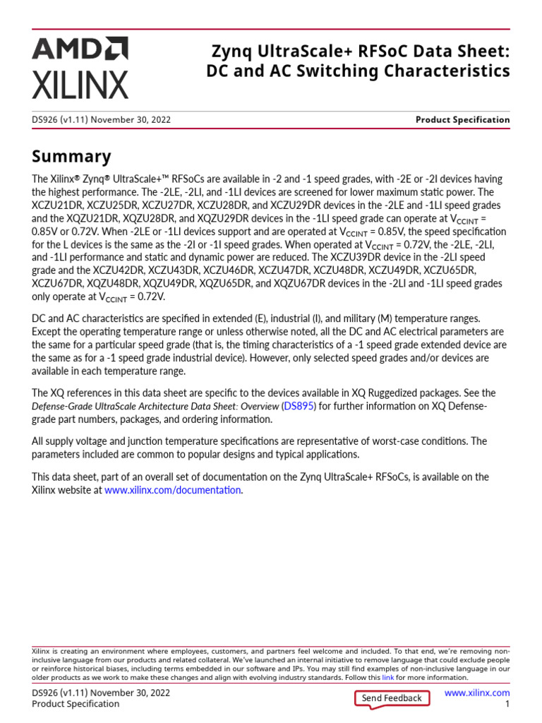 Zynq UltraScale+ RFSoC Data Sheet | PDF | Direct Current | Analog To ...