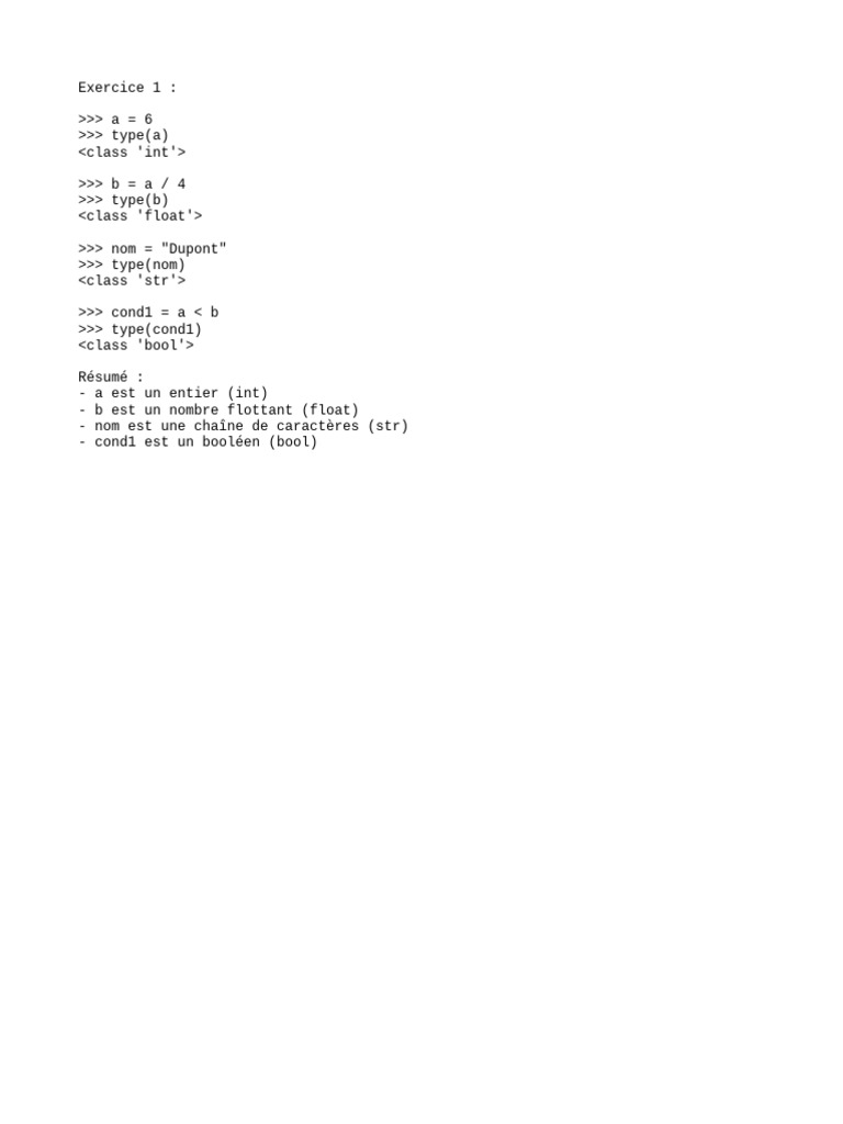 Types de données en Python : résumé | PDF