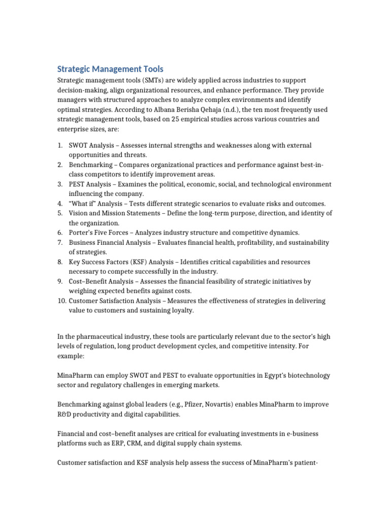 Key Strategic Management Tools Overview | PDF | Strategic Management ...
