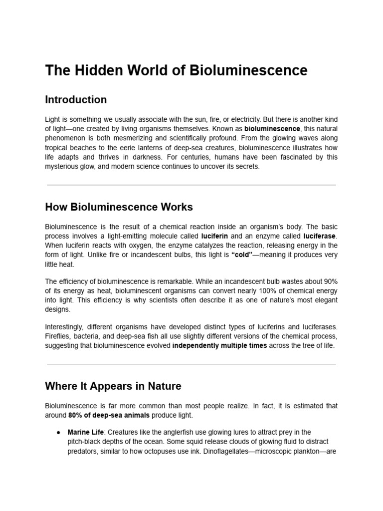 The Hidden World of Bioluminescence | PDF | Biology