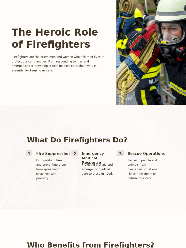 The Heroic Role of Firefighters | PDF | Firefighter | Emergency