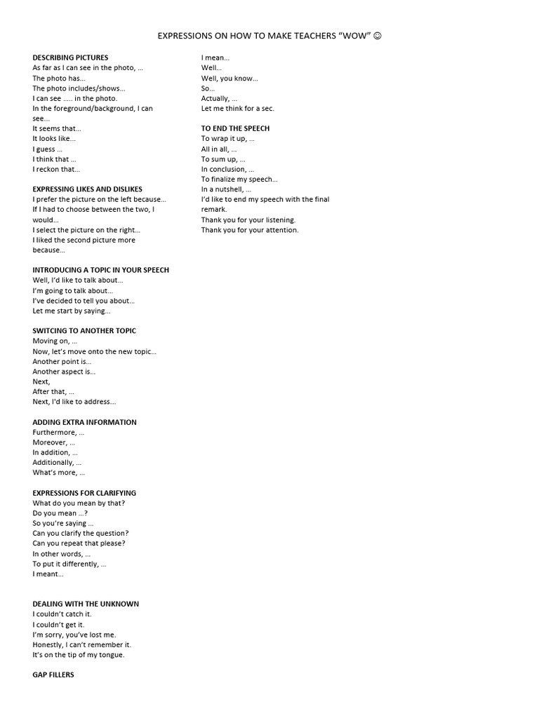 Effective Expressions for Engaging Speeches | PDF | Human Communication