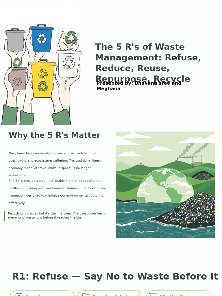 The 5 R's of Waste Management Explained | PDF | Reuse | Waste