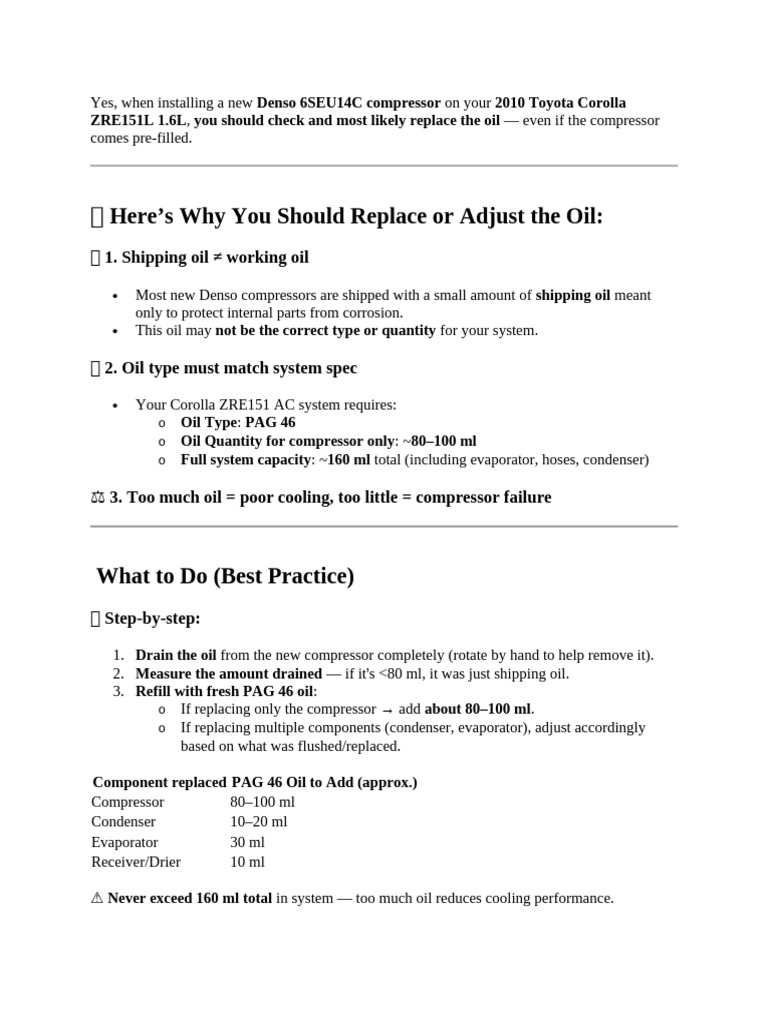 Replace Oil in Denso 6SEU14C Compressor | PDF | Mechanical Engineering ...