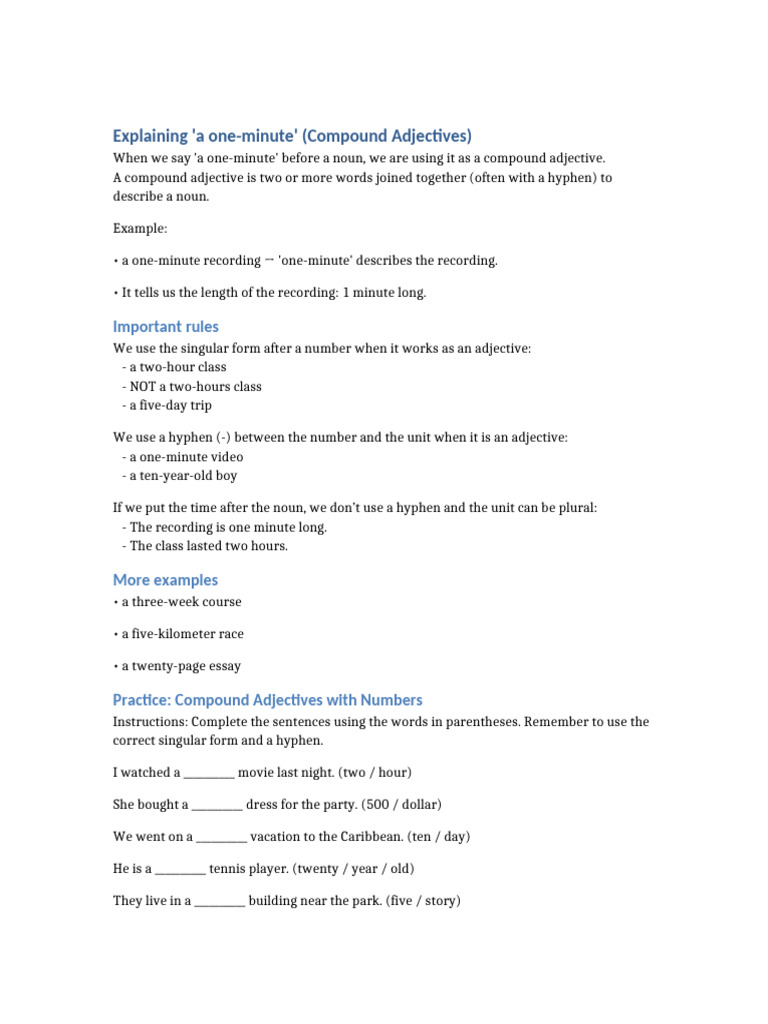 Understanding Compound Adjectives Explained | PDF