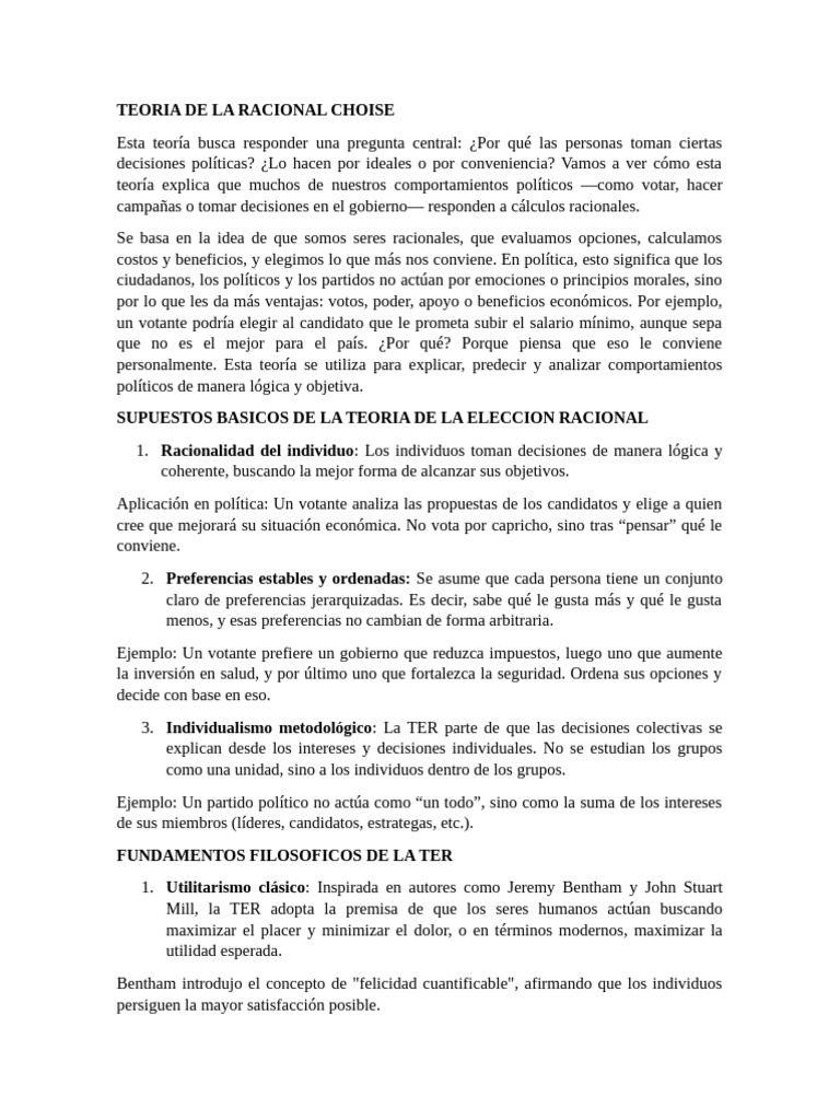 Teoria de La Racional Choise | PDF | Racionalidad | John Stuart Mill