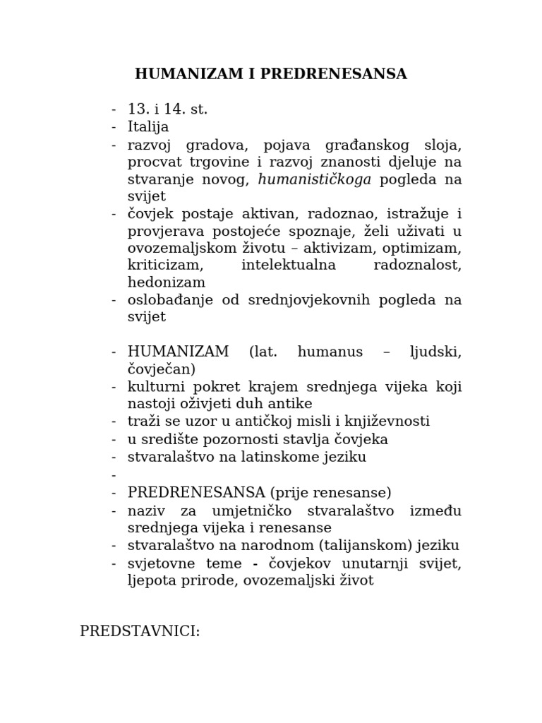 Dio Skripte - Humanizam I Predrenesansa | PDF