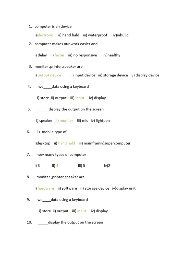 Computer Basics and Input Devices | PDF | Random Access Memory ...