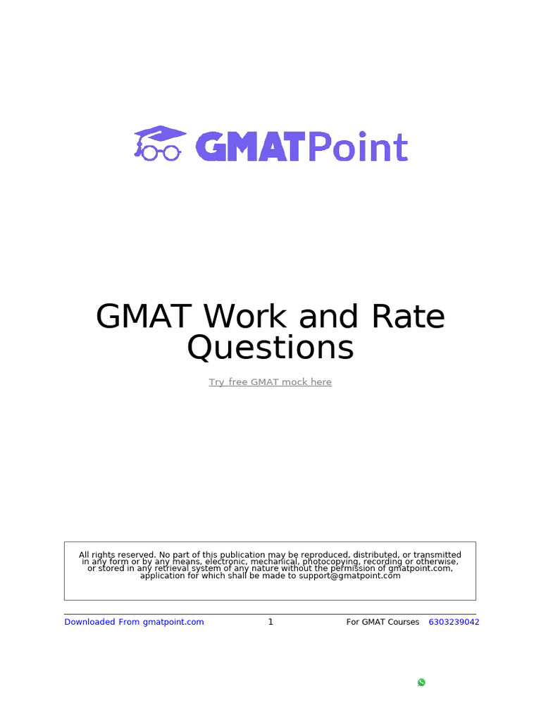 GMAT Work and Rate Practice Questions | PDF