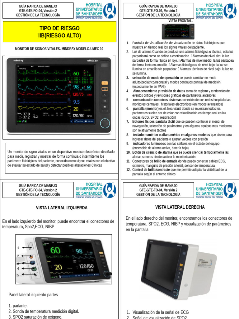 Guía de Uso del Monitor UMEC 10 | PDF | Presión sanguínea
