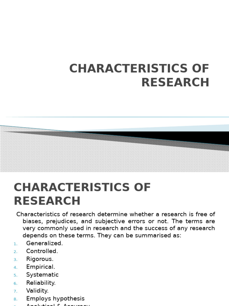 Key Characteristics of Research | PDF | Validity (Statistics) | Hypothesis