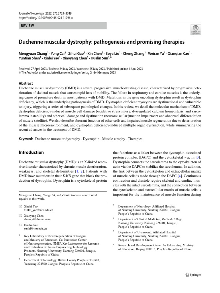 Duchenne Muscular Dystrophy Insights | PDF | Skeletal Muscle | Synapse