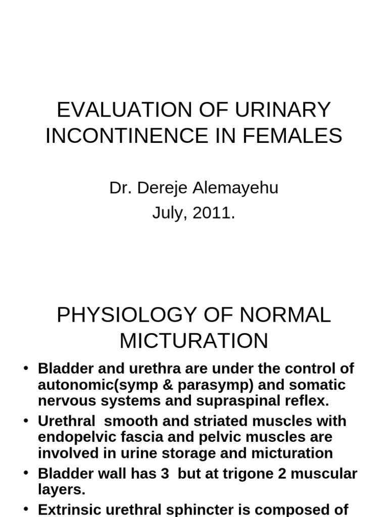 Urinary Incontinence in Women: Evaluation | PDF | Urinary Incontinence ...